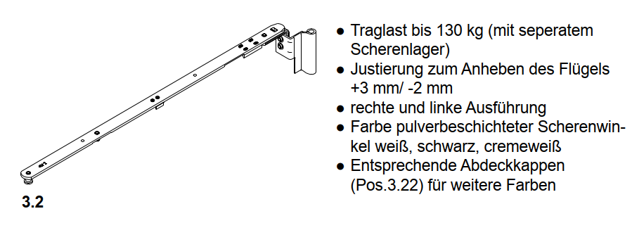 Schüco Scherenarm 400, Standard und Design